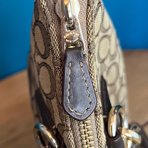 Coach Kelsey Small Satchel Signature Jacquard Tan Brown Crossbody Bag - Picture 9 of 13